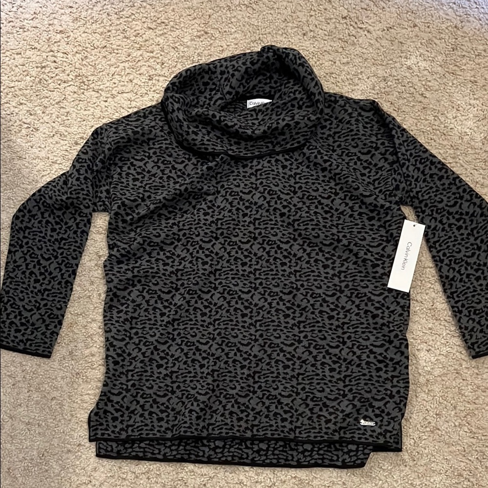 Calvin Klein Leopard Print Turtleneck